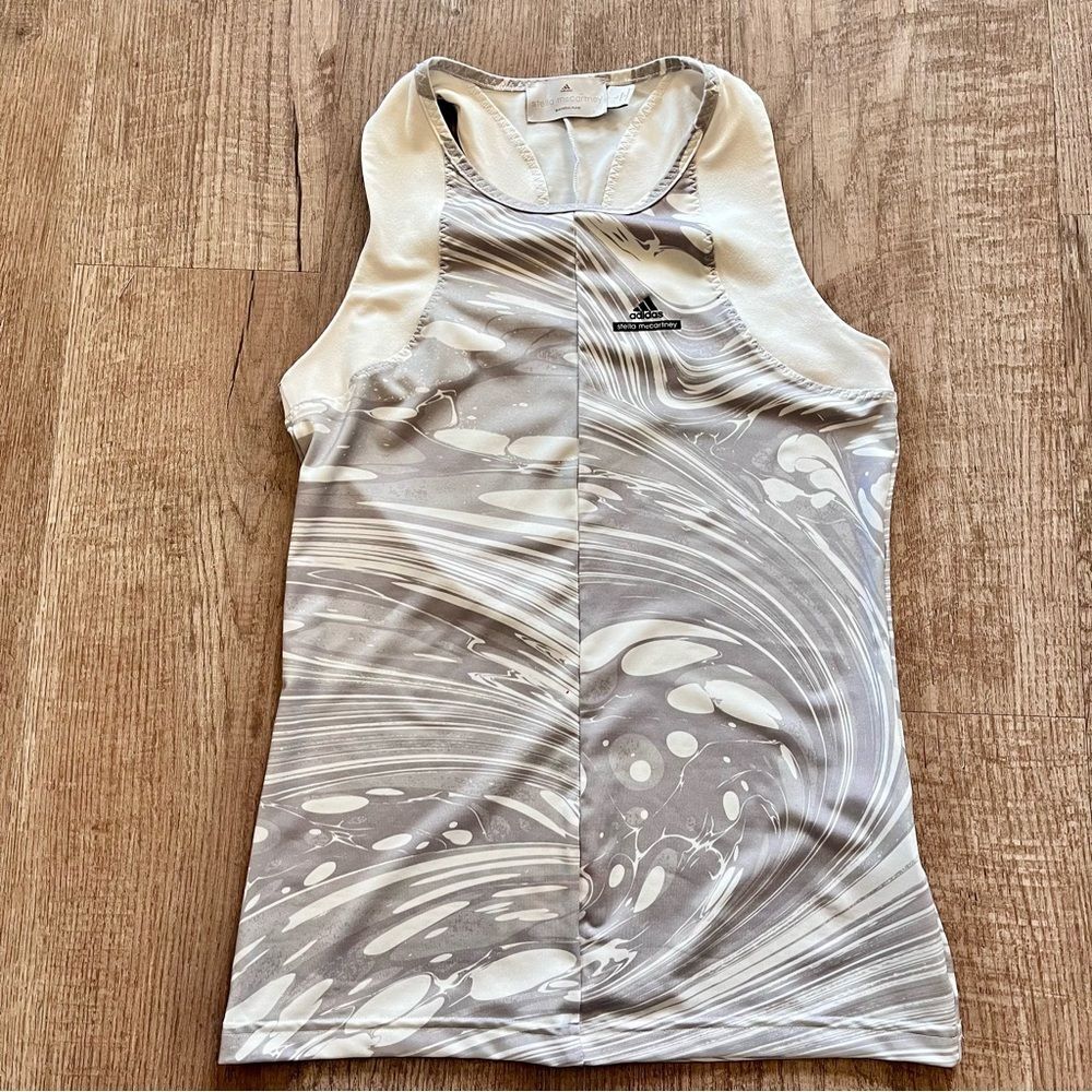 Stella McCartney Marble-Print Tank Top — White & Gray